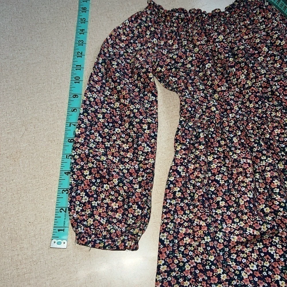 Carters Floral Smocked Dress Girls Size 5/5A Long Sleeve Multicolor Colorful.